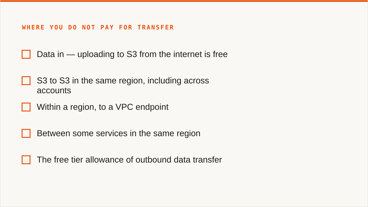 Where you do not pay for transfer